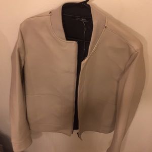 Zara taupe faux leather bomber jacket